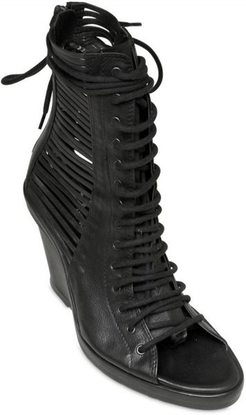 ann demeulemeester leather wedge ankle boots
