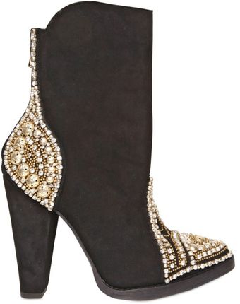 Balmain 110mm Suede Swarovski & Studs Boots - Lyst