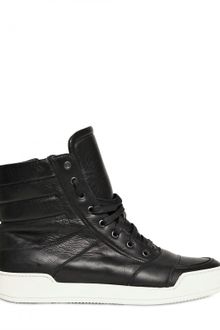 Balmain Zipped Calfskin High Top Sneakers - Lyst