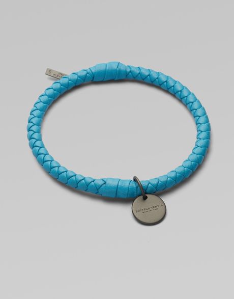 Bottega Veneta Braided Leather Bracelet in Blue (turquoise) - Lyst