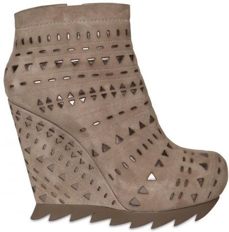 Camilla Skovgaard 150mm Lasered Suede & Metallic Wedges in Beige (sand) - Lyst