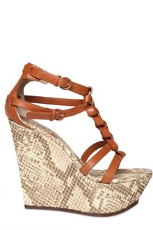 Casadei 130mm Leather & Printed Python Wedges - Lyst