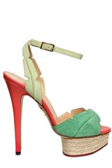 Charlotte Olympia 150mm Leather & Suede Leaf Sandals