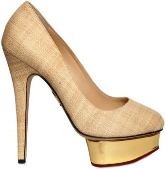 Charlotte Olympia 140mm Straw & Mirror Platform Pumps - Lyst