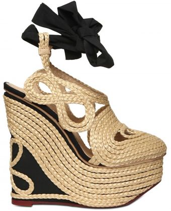 Charlotte Olympia 160mm Straw & Silk Wedges - Lyst