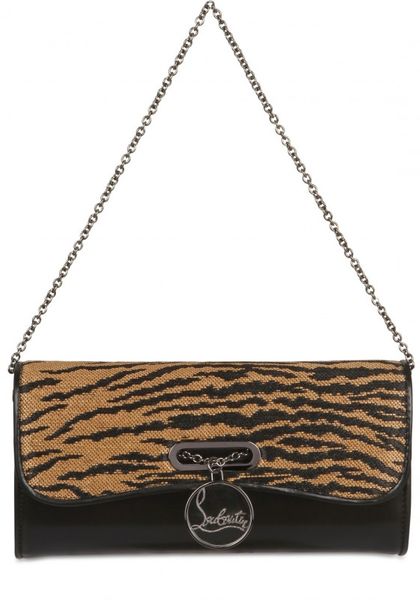 Christian Louboutin Riviera Panama Tiger Leather Clutch in Black - Lyst