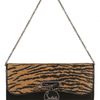 Christian Louboutin Riviera Panama Tiger Leather Clutch in Black - Lyst