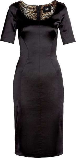 D&g Half Sleeve Contoured Satin Dress in Black - Lyst