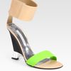 Diane Von Furstenberg Elan Colorblock Leather Wedge Sandals in Black - Lyst