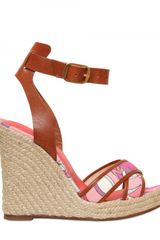 Emilio Pucci 110mm Printed Canvas & Leather Wedges