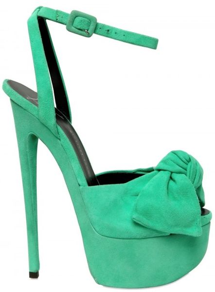 Giuseppe Zanotti 160mm Suede Bow Sandals in Blue (aqua) - Lyst