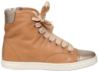  Metallic Leather Toe High Sneakers 