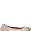 Lanvin Metallic Leather Ballerina Flats in Beige (silver) - Lyst
