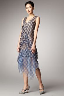 Marc Jacobs Draped Ginghamprint Organza Dress - Lyst