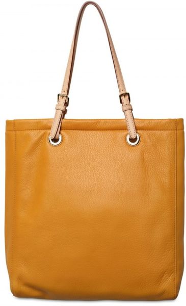 Michael Michael Kors Leather Shopper Tote in Yellow (mustard)