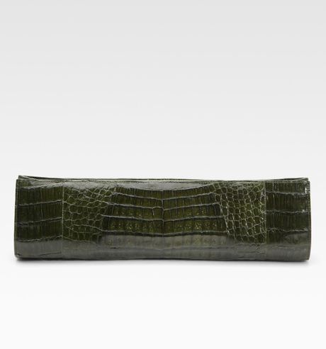 Nancy Gonzalez Razor CrocSkin Clutch in Green (olive) - Lyst