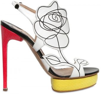 Nicholas Kirkwood 130mm Leather Flower & Elaphe Sandals - Lyst