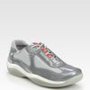 Prada Patent Sport Sneakers in Gray (silver) - Lyst