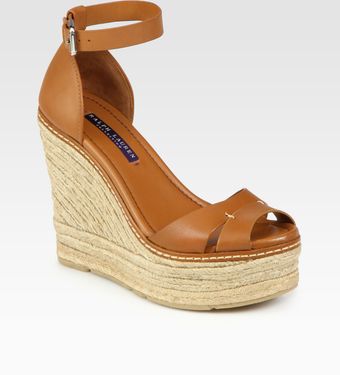  Firama Leather Espadrille Wedge Sandals 