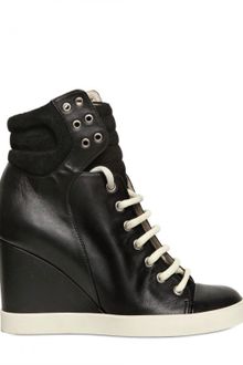 See By Chloé 90mm Leather Sneaker Laced Wedges - Lyst