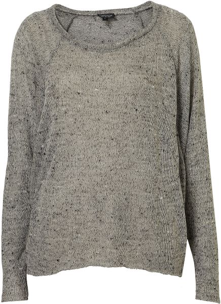Topshop Speckle Panel Sweat Top in Gray (grey) - Lyst