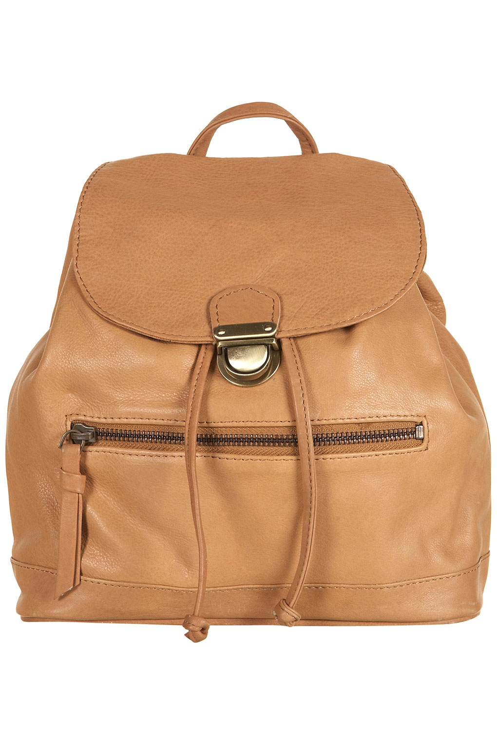 small tan leather backpack