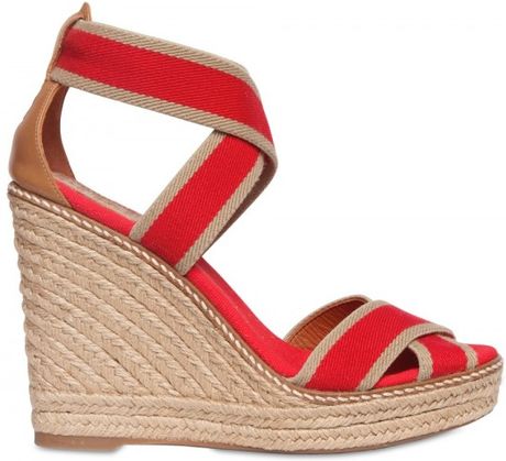 Tory Burch 110mm Adonis Espadrille Canvas Wedges in Multicolor (red ...