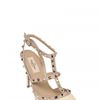 Valentino 100mm Rock Studs Leather Pointy Sandals in Beige (cream) - Lyst