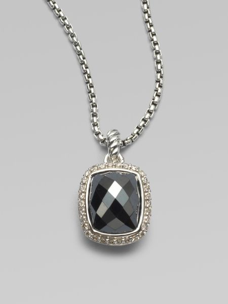 David Yurman Diamond  Hematite Pendant Necklace in Black