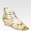 Jimmy Choo Hedda Metallic Leather Gladiator Wedge Sandals in Gold - Lyst