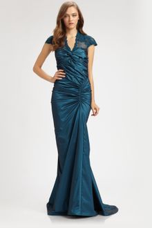 Tadashi Shoji Taffeta and Lace Gown - Lyst