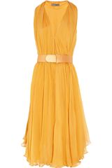 Alexander McQueen Belted Silk-Chiffon Dress