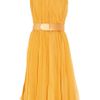 Alexander Mcqueen Belted SilkChiffon Dress in Yellow - Lyst