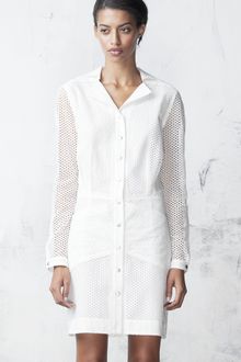 Edun Long Sleeve Broderie Anglaise Shirtdress - Lyst