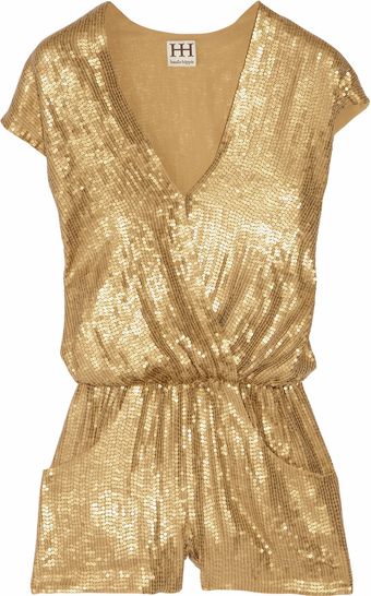 Haute Hippie Sequined Silk Playsuit - Lyst