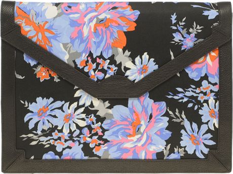 Asos Collection Asos Fabric Envelope Clutch with Leather Trim in Multicolor (black) - Lyst