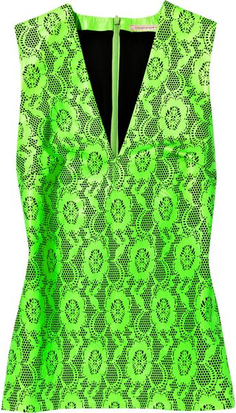 Christopher Kane Lasercut Neon Leather Top in Green - Lyst