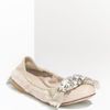 Miu Miu Crystal Bow Ballerina Flat in Pink (cipria) - Lyst