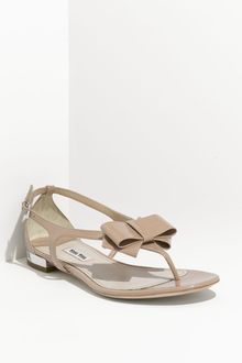 Miu Miu Bow T-strap Sandal - Lyst