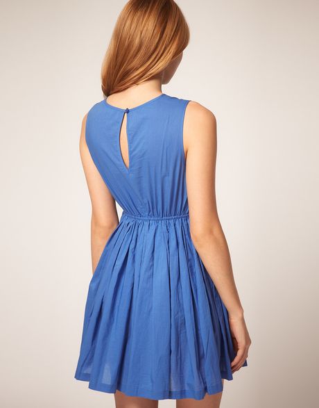 Asos Collection Summer Dress with Pleated Lace Bodice in Blue  Lyst