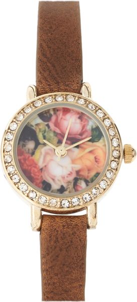 River Island Watch With Floral Face in Brown - Lyst