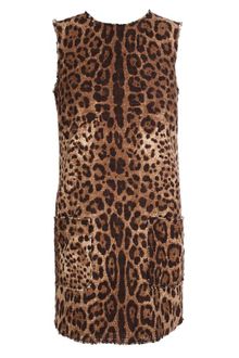 Dolce & Gabbana Leopard Printed Tweed Dress - Lyst
