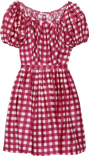 Miu Miu Printed Silktaffeta Dress in Pink (fuchsia) - Lyst