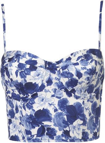 Topshop Porcelain Flower Print Corset - Lyst