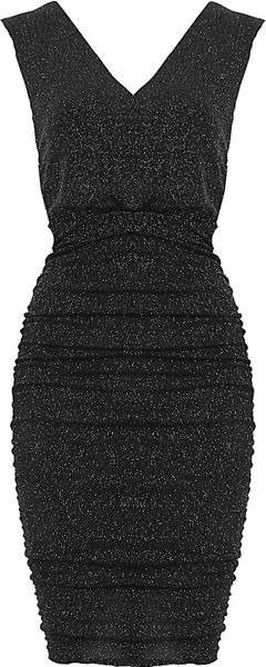 Alice + Olivia Mid Length Ruched Dress in Black (gold) - Lyst