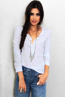 Daftbird Detailed Henley Long Sleeve Tee - Lyst
