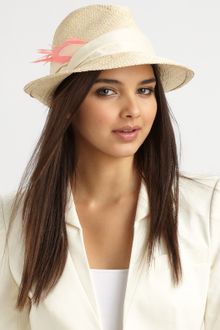 Eugenia Kim Max Suede & Feather Accented Straw Fedora - Lyst