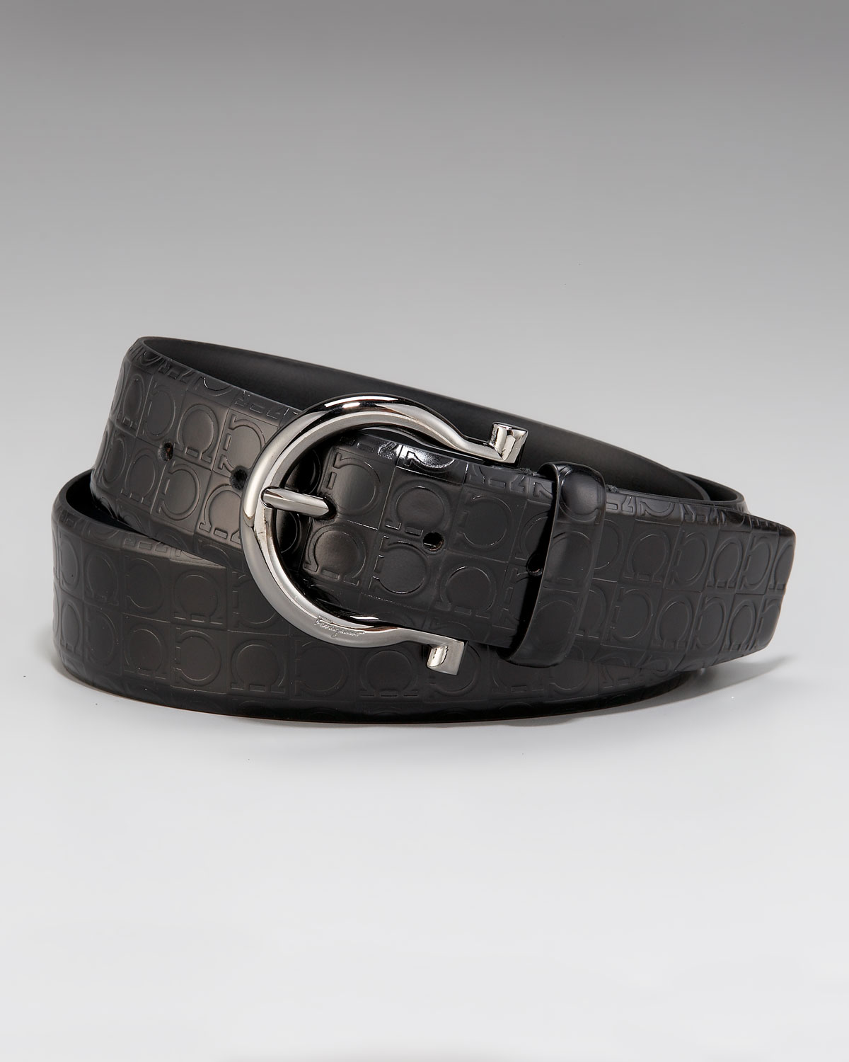 Ferragamo Stamped Gancini Belt in Black for Men (32 80) | Lyst