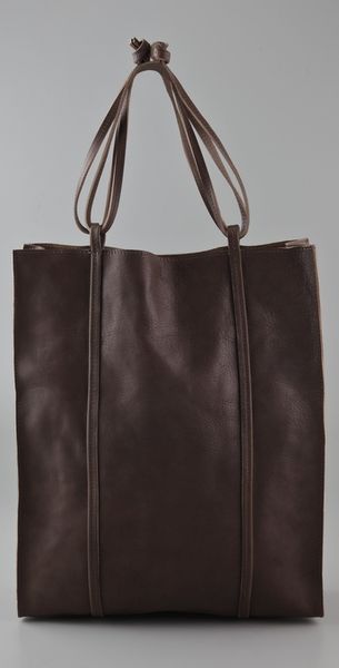  North South Leather Tote Bag 
