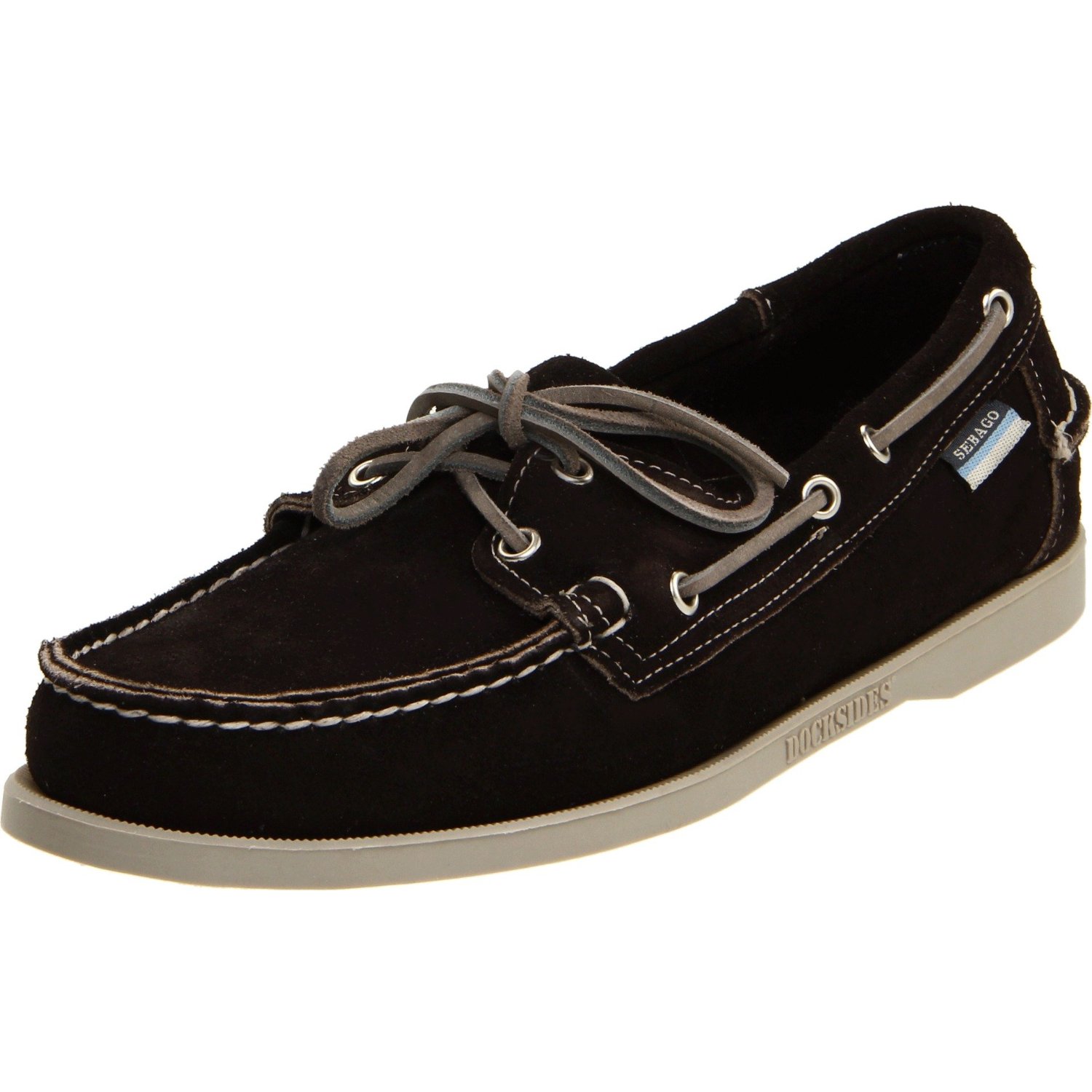 Sebago Mens Docksides Boat Shoe in Black for Men (black suede/white) | Lyst